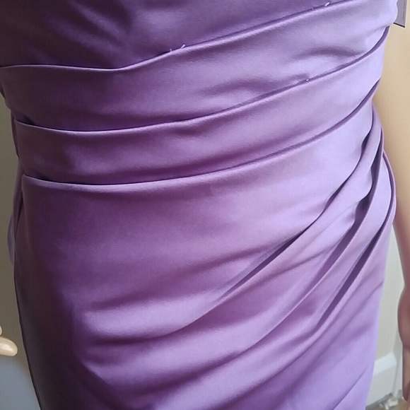 Purple Satin Fitted Strapless Cocktail Dress - Davids Bridal